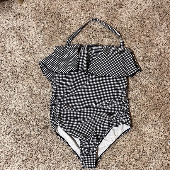 Kona Sol Navy/White Checked One Piece Swimsuit Size 16 NWT - Picture 5 of 5